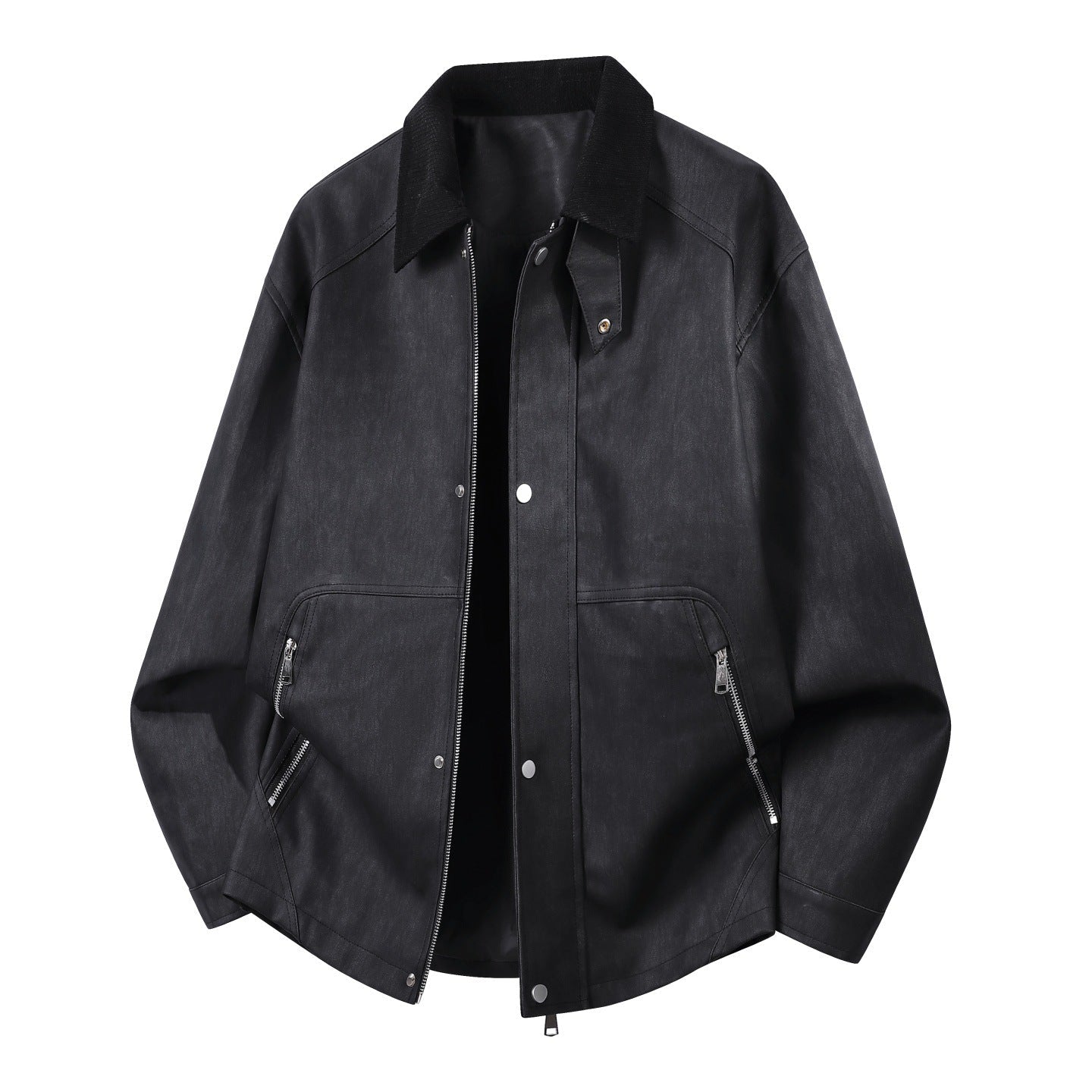 Herren Oversize-Harringtonjacke mit Cordkragen und Zwei-Wege-Reißverschluss