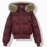 Damen kurzer gesteppter Pufferblouson mit abnehmbarer Kapuze
