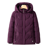 Damen gesteppte Thermo-Outdoorjacke mit Kapuze und Blumenstickerei