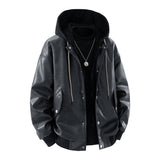 Herren Oversize-Bomberjacke mit Kapuze, Druckknopfblende und Taschen