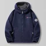 Herren Kapuzen-Fleecejacke mit hohem Haubenkragen und Reißverschluss