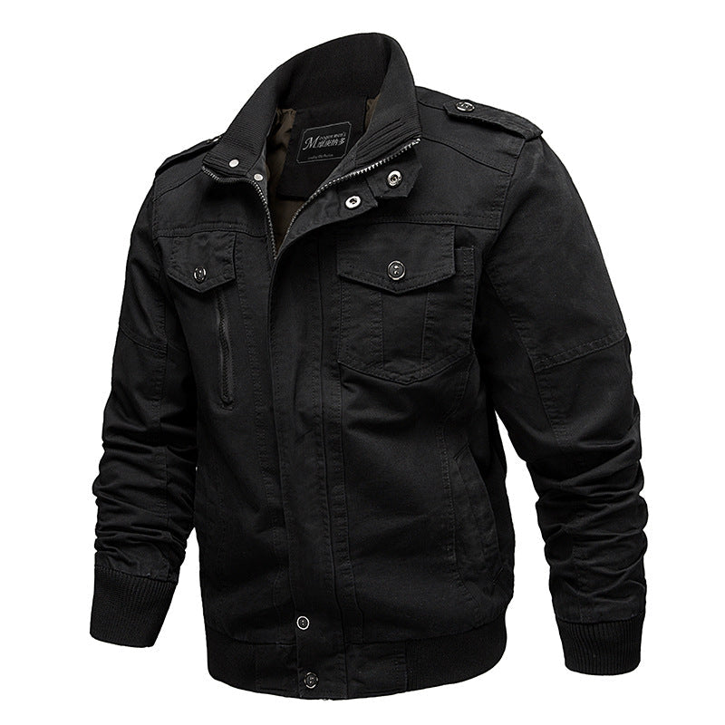 Herren Canvas-Fieldjacke mit Stehkragen und multifunktionalen Taschen