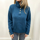 Maja | Damen Langarmpullover mit Knöpfen