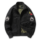 Herren Bomberjacke im Militärstil mit Patches und verdecktem Reißverschluss