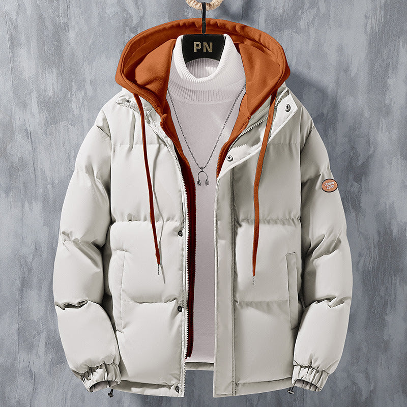 Herren wattierte Steppjacke mit Kapuze und Zwei-Wege-Reißverschluss