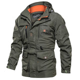 Herren wasserdichter und winddichter Outdoorparka mit abnehmbarer Kapuze