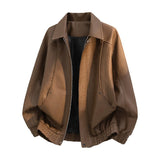 Herren Oversize-Fieldjacke aus Kunstleder mit verdecktem Reißverschluss
