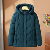 Damen gesteppte Thermo-Outdoorjacke mit Kapuze und Blumenstickerei