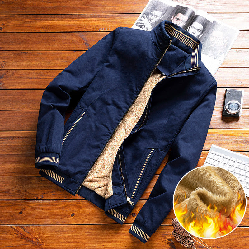 Herren Bomberjacke mit Teddyfutter und Reißverschlusstaschen