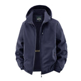Herren Softshelljacke im Tactical-Stil mit versteckter Kapuze und Brusttasche