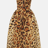 Tiana | Damen Midi Kleid im Leopardenmuster