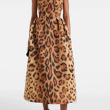 Tiana | Damen Midi Kleid im Leopardenmuster