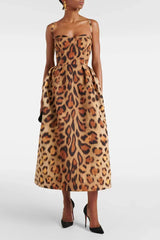 Tiana | Damen Midi Kleid im Leopardenmuster