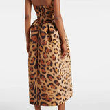 Tiana | Damen Midi Kleid im Leopardenmuster