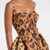 Tiana | Damen Midi Kleid im Leopardenmuster