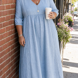 Antonia A-Linien Maxikleid mit 3/4-Ärmeln