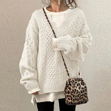 Überdimensionierter Strickpullover mit Zopfmuster