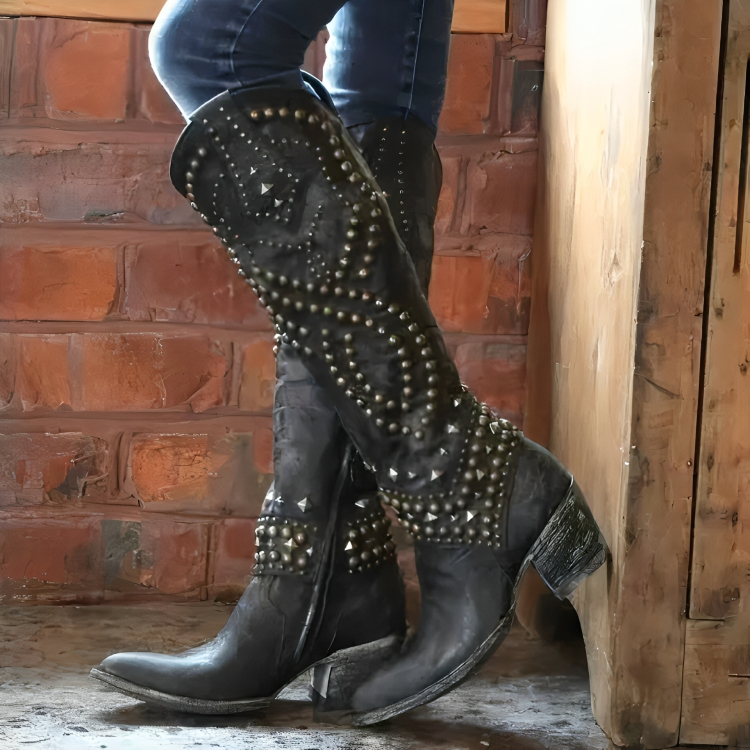 Mia™ - Western-Kniehohe Stiefel