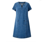 Sofia | Damen Kleid mit V-Ausschnitt und Taschen