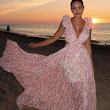 Aurora - Elegantes Rückenfreies Rüschens Maxikleid