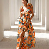 Aurora - Elegantes Rückenfreies Rüschens Maxikleid