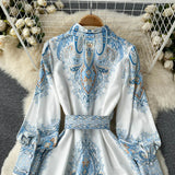 Blumen A-Linien Kleid mit Gürtel