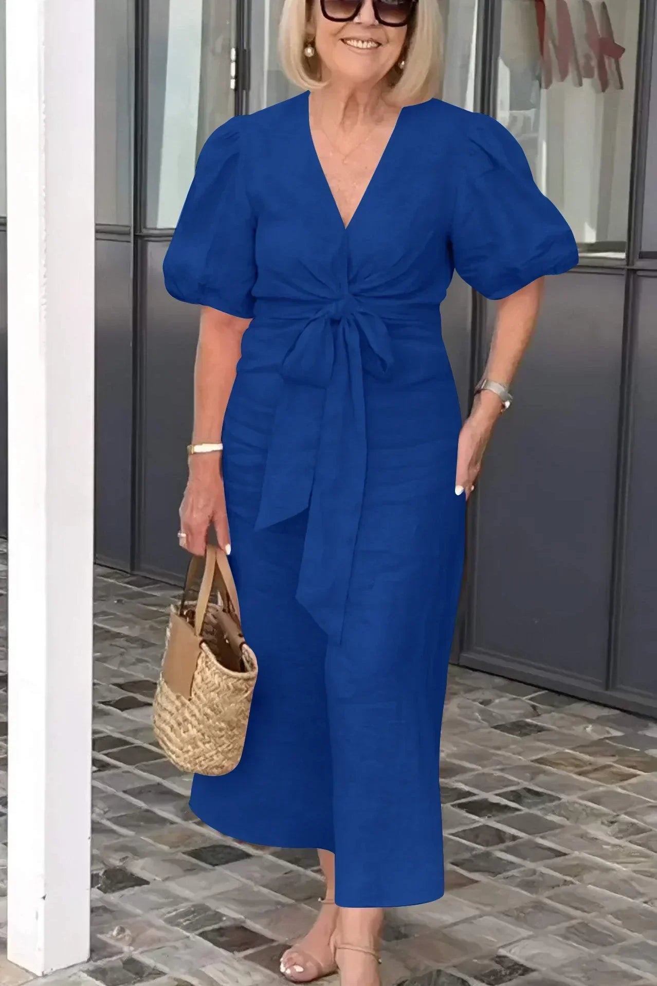 Natasha - Elegantes V-Ausschnitt Kleid