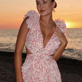 Aurora - Elegantes Rückenfreies Rüschens Maxikleid