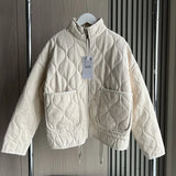 Damen Cropped Steppjacke mit Taschen und Bindegürtel