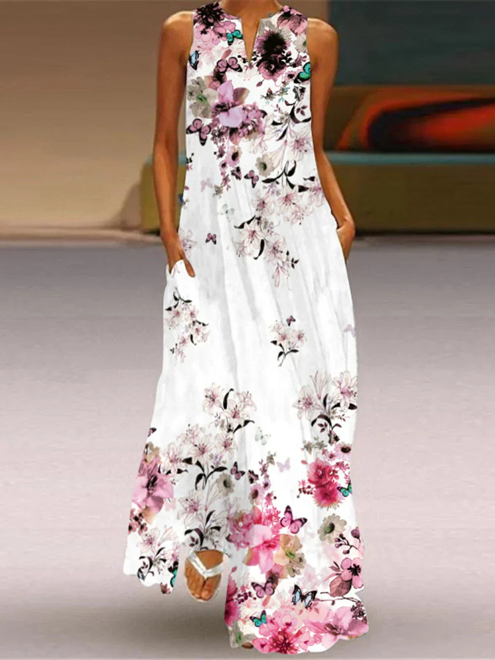 Aurelia™ A-Linienkleid mit floralem Schmetterlingsdesign