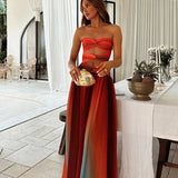 Solaria Flowy Open-Back Maxi Kleid