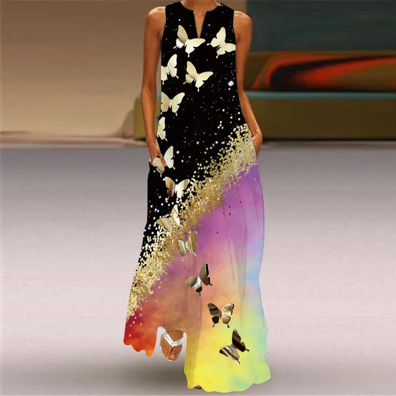 Aurelia™ A-Linienkleid mit floralem Schmetterlingsdesign