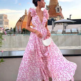 Aurora - Elegantes Rückenfreies Rüschens Maxikleid