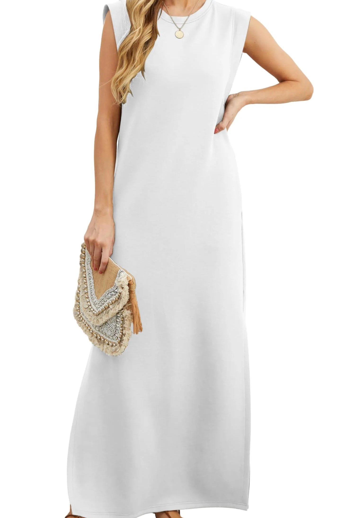 Denise™ - Lässiges, lockeres, aufgespaltenes, knitterfreies Maxikleid