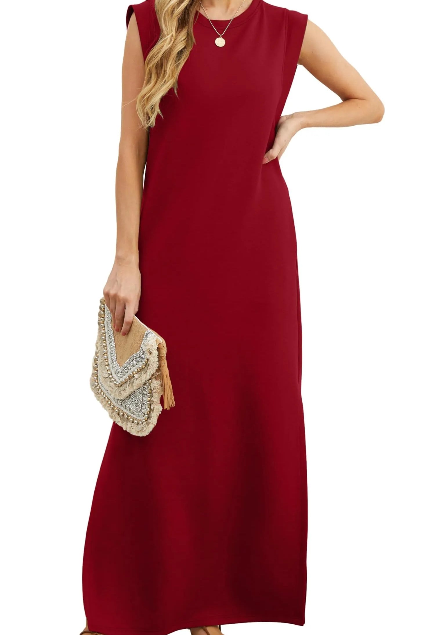 Denise™ - Lässiges, lockeres, aufgespaltenes, knitterfreies Maxikleid