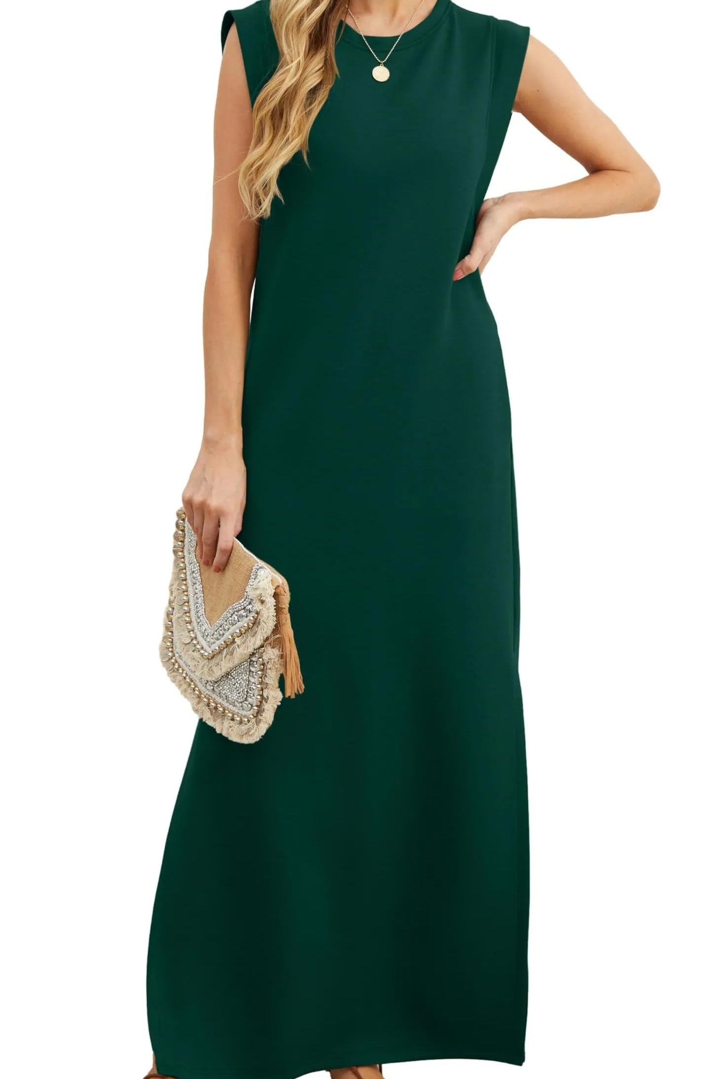 Denise™ - Lässiges, lockeres, aufgespaltenes, knitterfreies Maxikleid