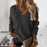 Jane - Gemütlicher V-Ausschnitt Pullover