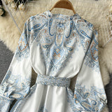 Blumen A-Linien Kleid mit Gürtel