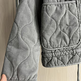 Damen Cropped Steppjacke mit Taschen und Bindegürtel