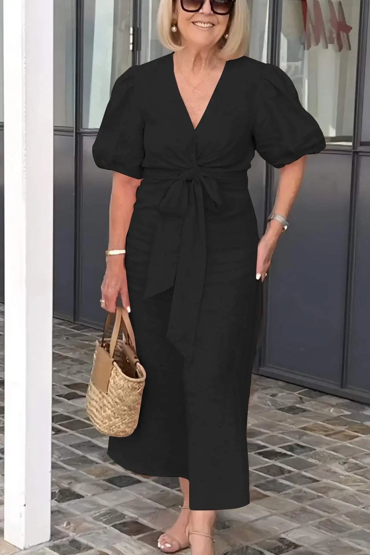 Natasha - Elegantes V-Ausschnitt Kleid