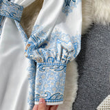 Blumen A-Linien Kleid mit Gürtel