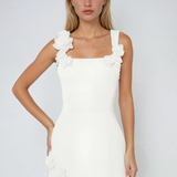 Damen Mini-Kleid mit quadratischem Ausschnitt und ärmellos
