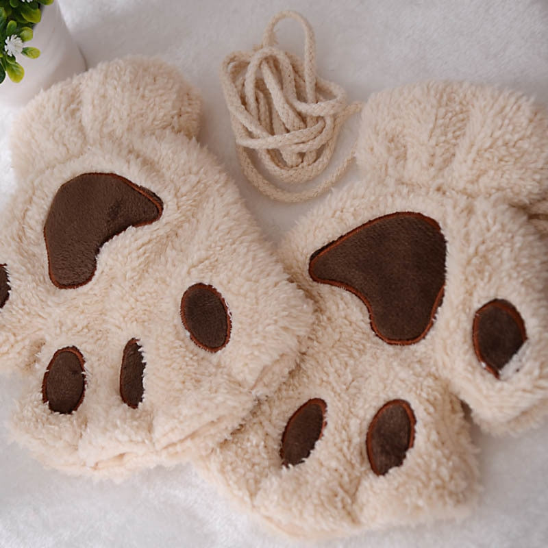 Kitty | Fingerlose Handschuhe mit Pfotenabdruck