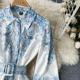 Blumen A-Linien Kleid mit Gürtel