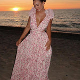 Aurora - Elegantes Rückenfreies Rüschens Maxikleid