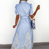 Celeste | Damen Maxi-Kleid mit Bindegürtel