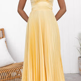 Nayeli - Elegantes Plissee V-Ausschnitt Maxikleid