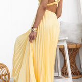 Nayeli - Elegantes Plissee V-Ausschnitt Maxikleid