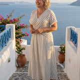 Cressida | V-Ausschnitt Kurzarm Kleid mit gekreuzter Taille Midi