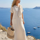 Elowyn | Maxikleid mit Rundhalsausschnitt und kurzen Ärmeln